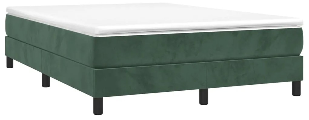 Estrutura de cama sem colchão 140x190 cm veludo verde-escuro