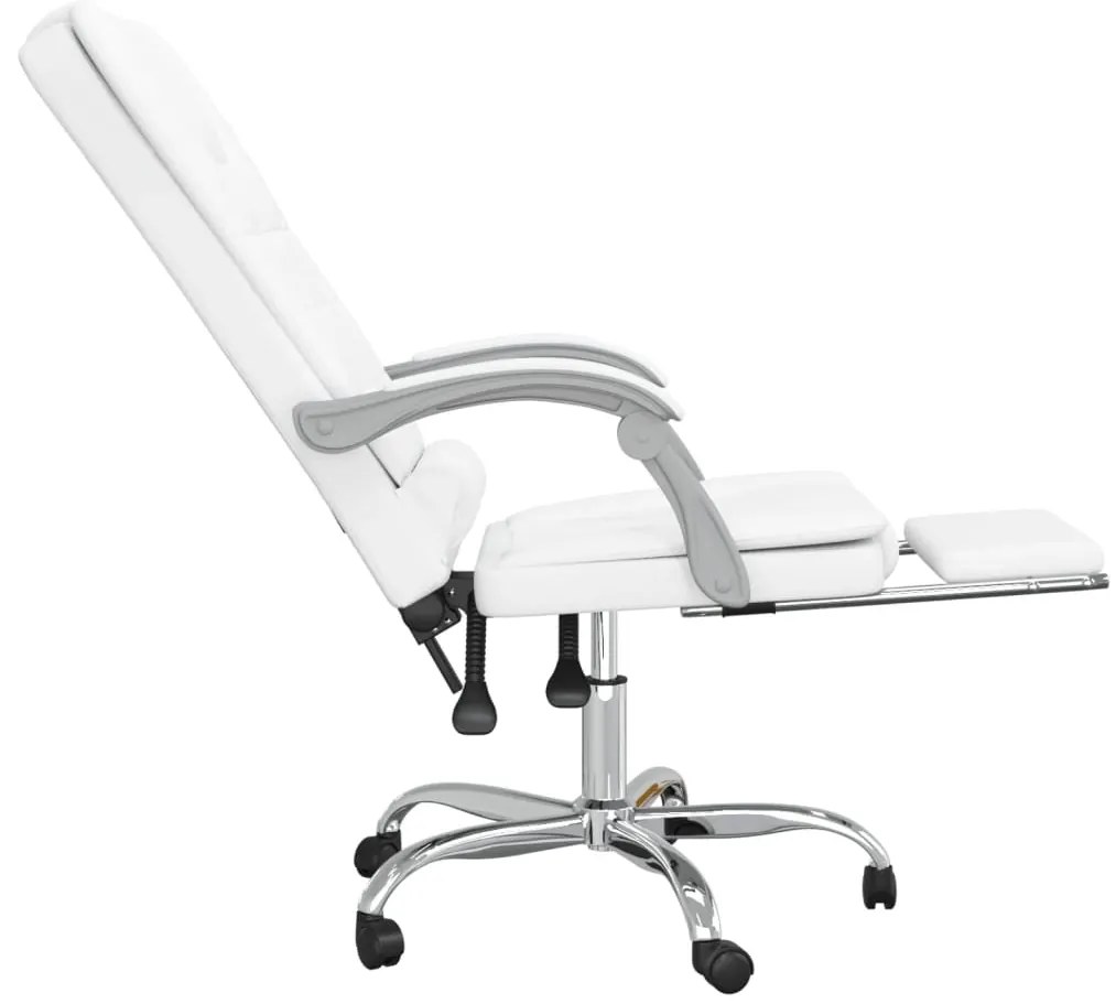 Cadeira escritório massagens reclinável couro artificial branco