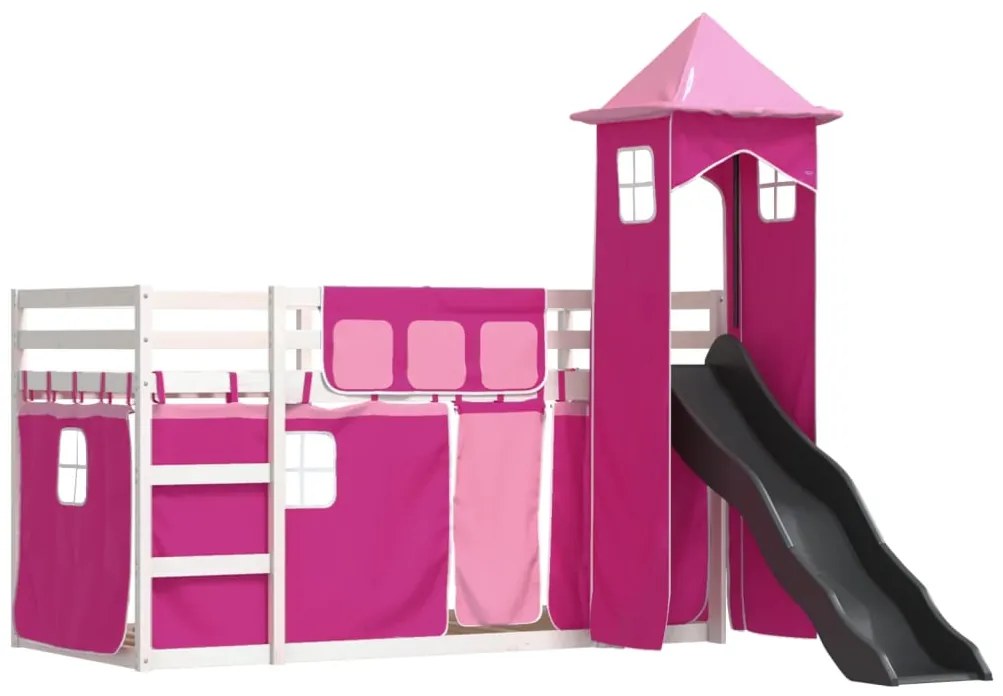 Beliche com escorrega e cortinas 90x190 cm rosa
