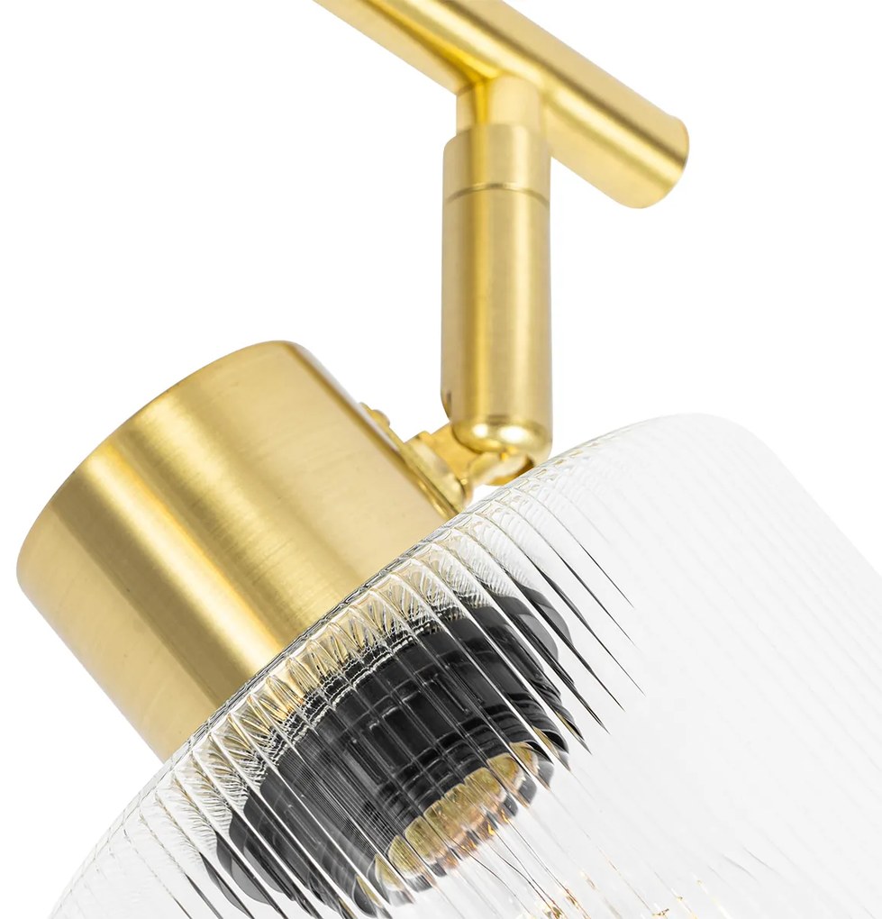 Foco de teto dourado com vidro 2 luzes ajustável - Laura Art Deco