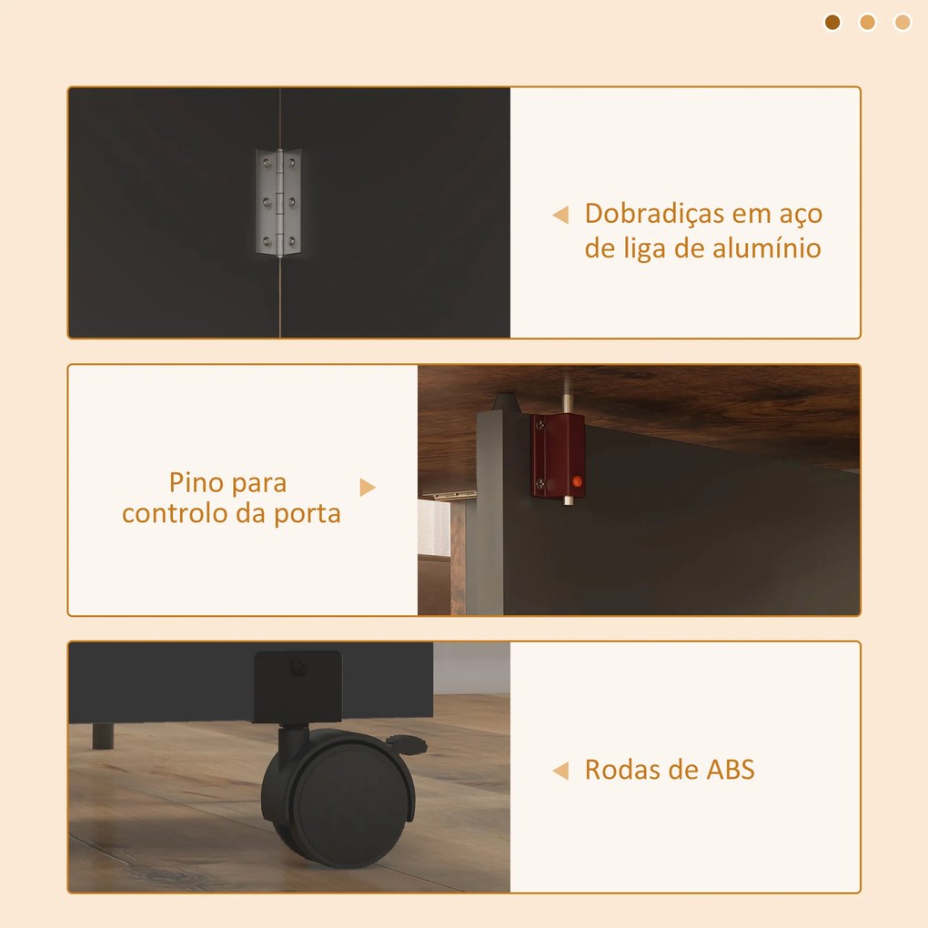 Mesa de Cozinha Dobrável com Rodas Laterais Rebatíveis Gaveta e Prateleiras para 2-4 Pessoas 120x72x75 cm Castanho rústico e preto