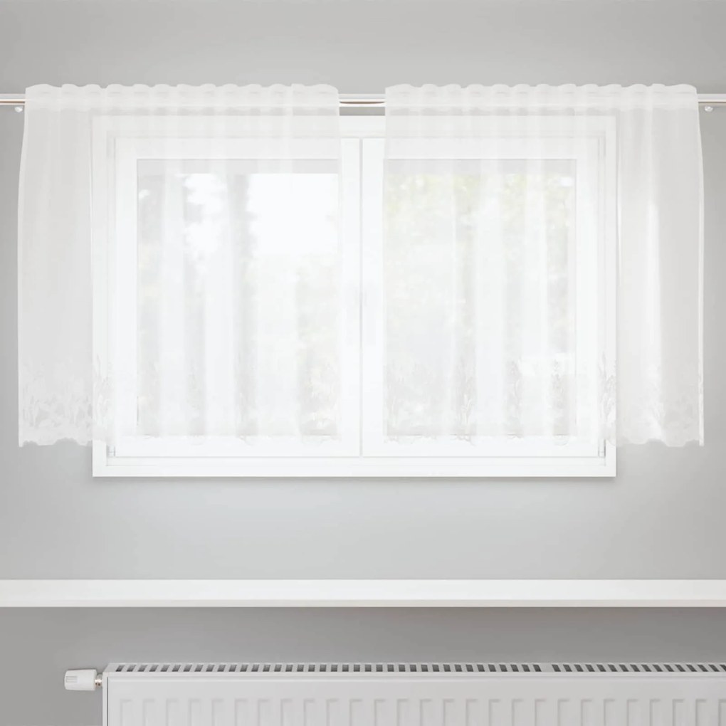 vidaXL Cortina de Renda com cortinas Branco 100 x 150 cm Poliéster