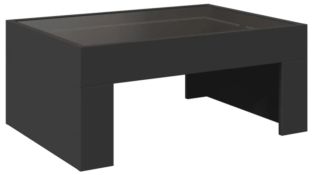 Mesa de centro luzes LED Infinity 70x50x30 cm preto