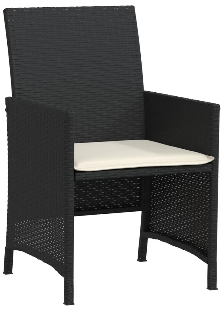 3 pcs conjunto de bistrô com almofadões vime PE preto