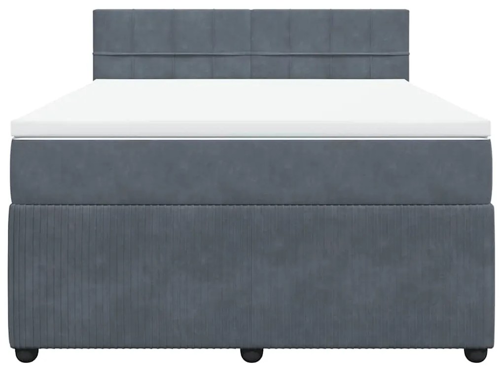 Cama com molas/colchão 160x200 cm veludo cinzento-escuro