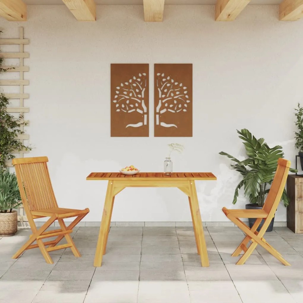 Mesa de jantar p/ jardim 110x56x75 cm madeira de acácia maciça