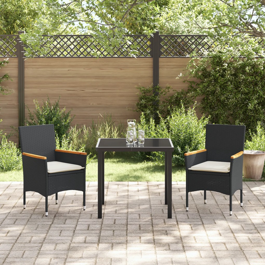 Conjunto de Jantar de 3 Peças vidaXL com Almofadas Rattan Sintético Pr