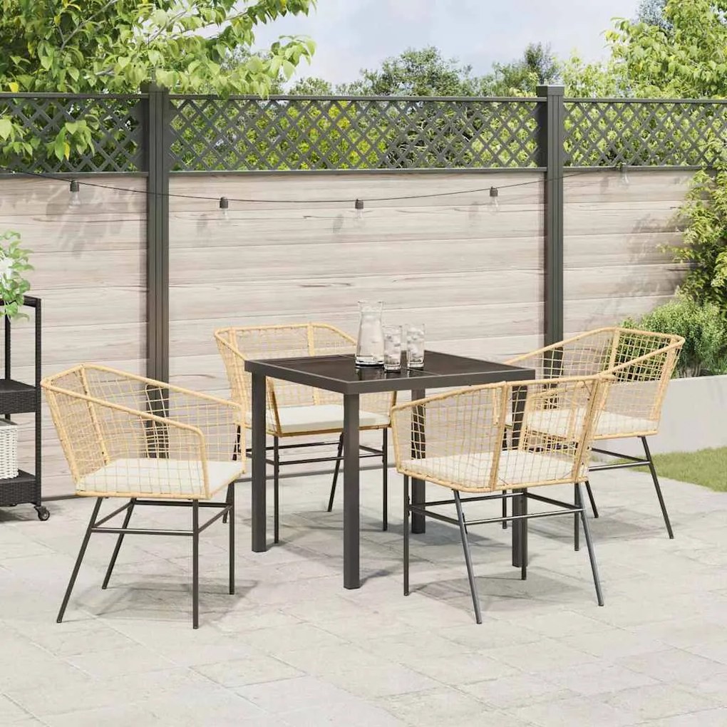 Conjunto de Jantar de Jardim com 5 peças, incluindo almofadas, em Poly