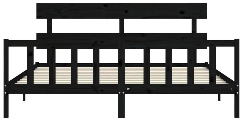 Estrutura de cama com cabeceira 200x200 cm madeira maciça preto