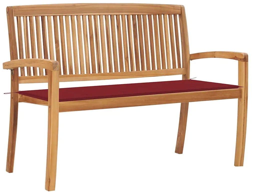 vidaXL Banco de jardim empilhável c/ almofadão 128,5 cm teca maciça