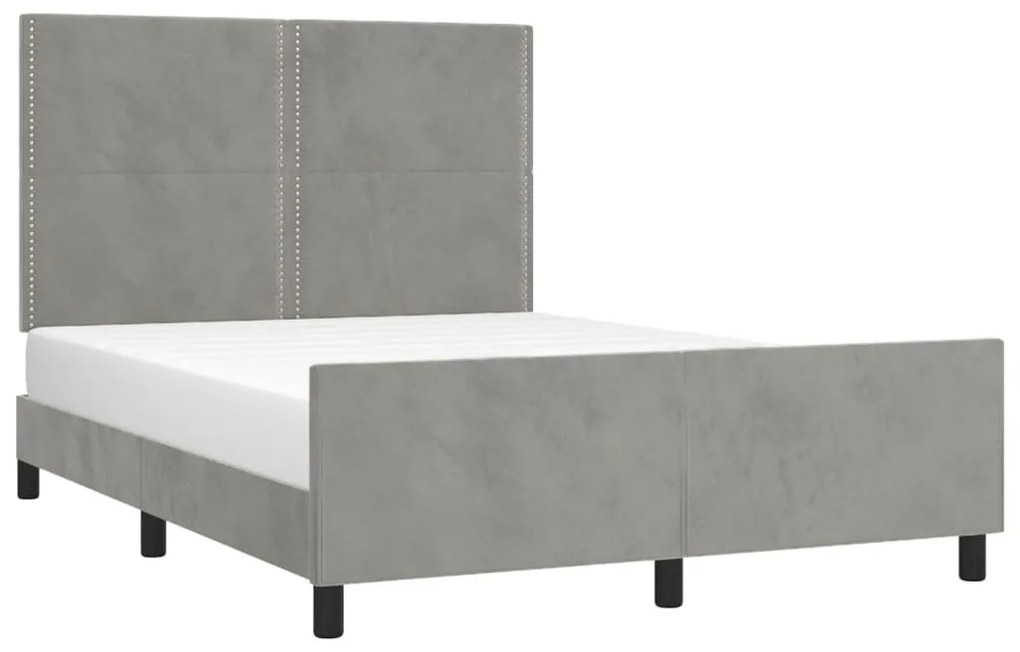 Estrutura de cama sem colchão 140x200 cm veludo cinzento-claro