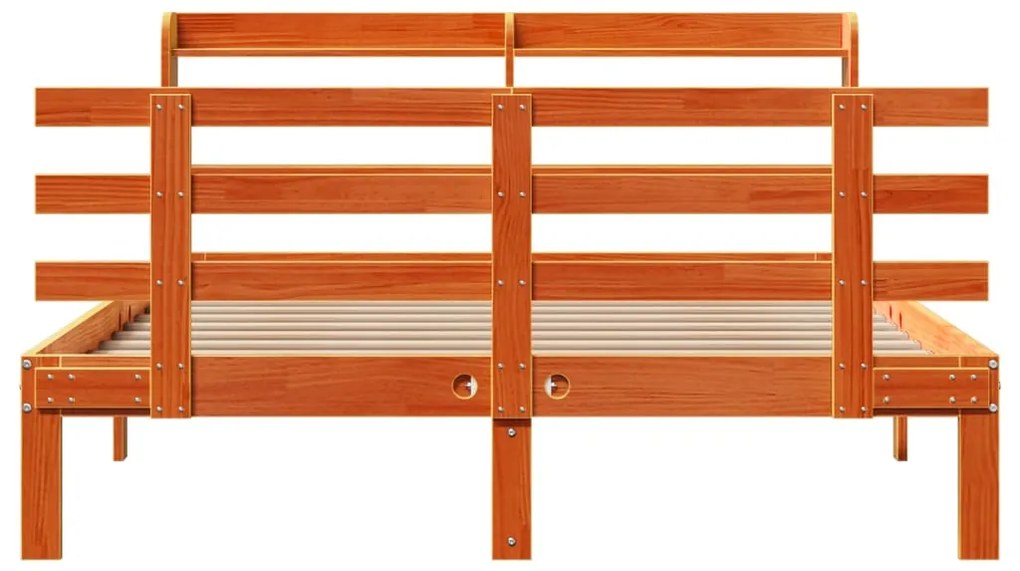 Estrutura cama c/ cabeceira 140x190cm pinho maciço castanho-mel