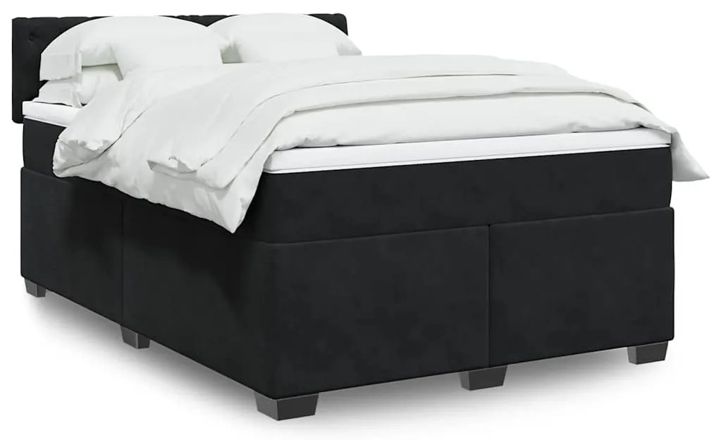 Cama com molas/colchão 160x200 cm veludo preto