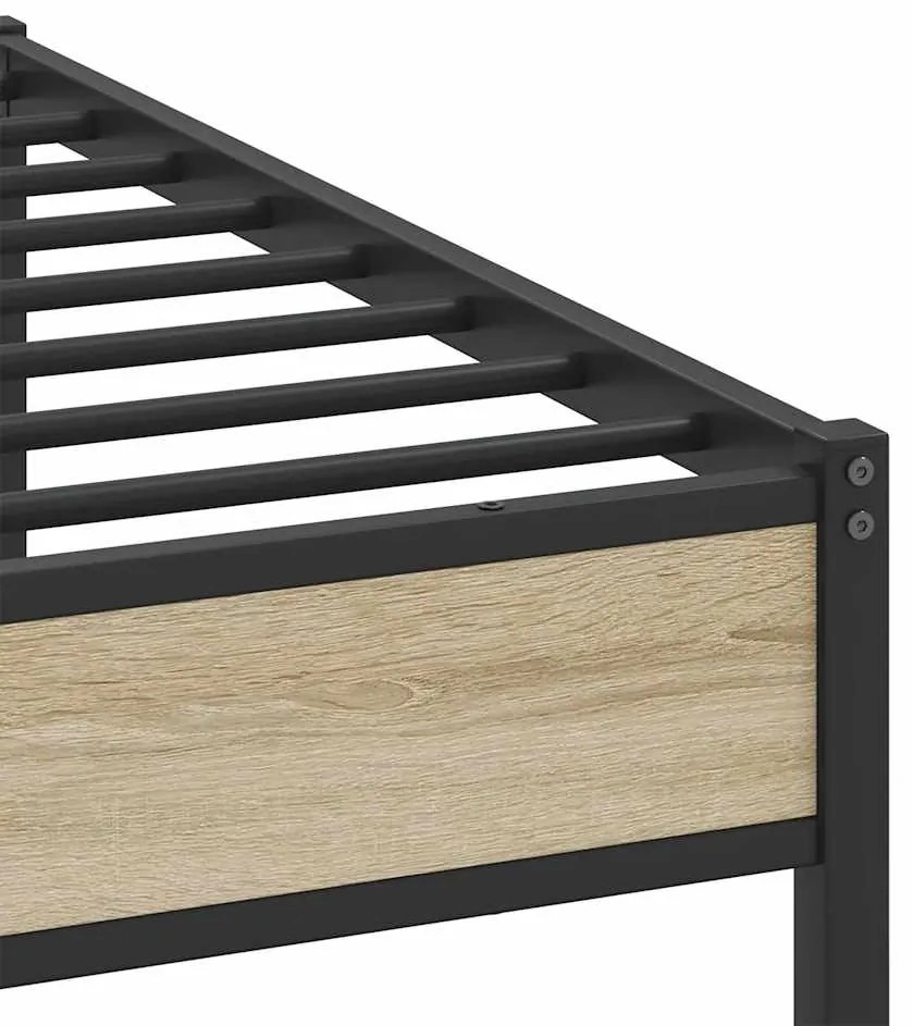 Estrutura de cama sem colchão 180x200cm metal carvalho sonoma