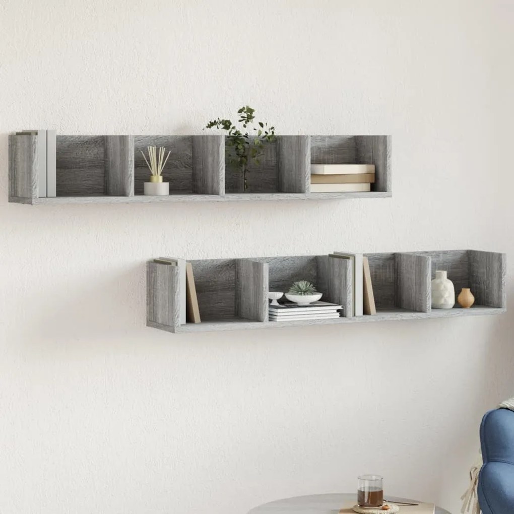 vidaXL Armários parede 2 pcs 99x18x16,5 cm deriv. madeira cinza sonoma