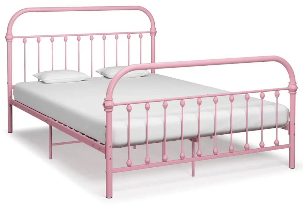 vidaXL Estrutura de cama 140x200 cm metal rosa