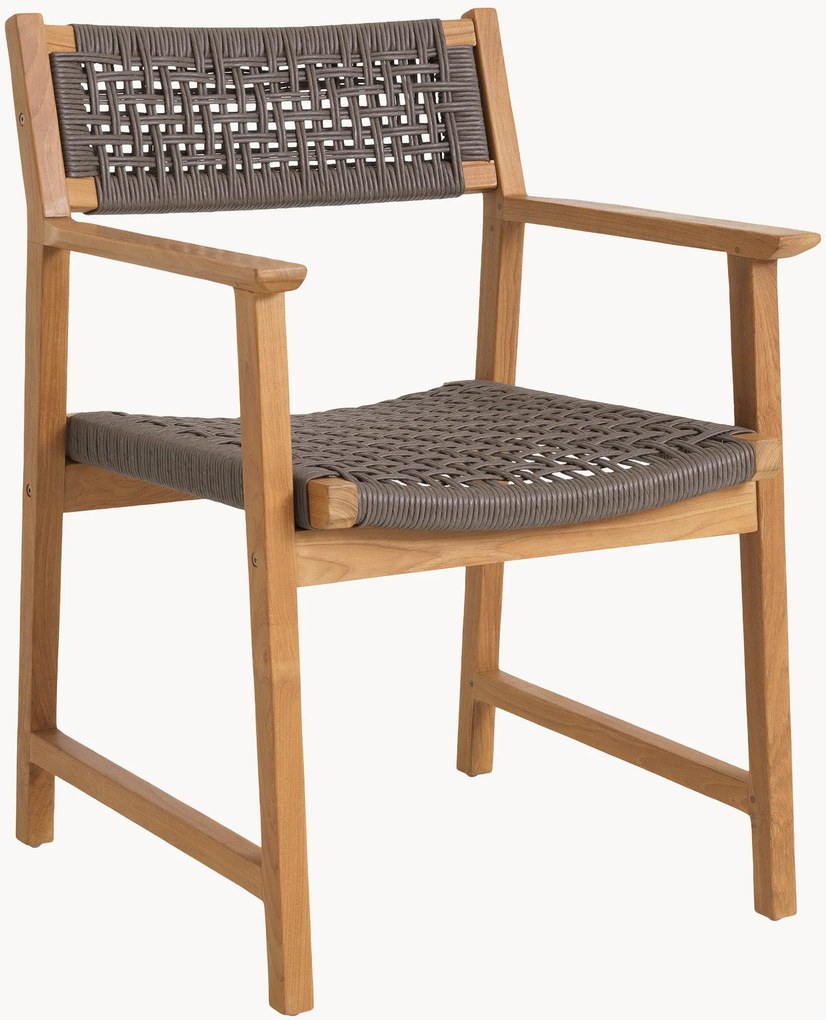 Cadeiras com braços de jantar para jardim em madeira de teca Cancun, conjunto de 2