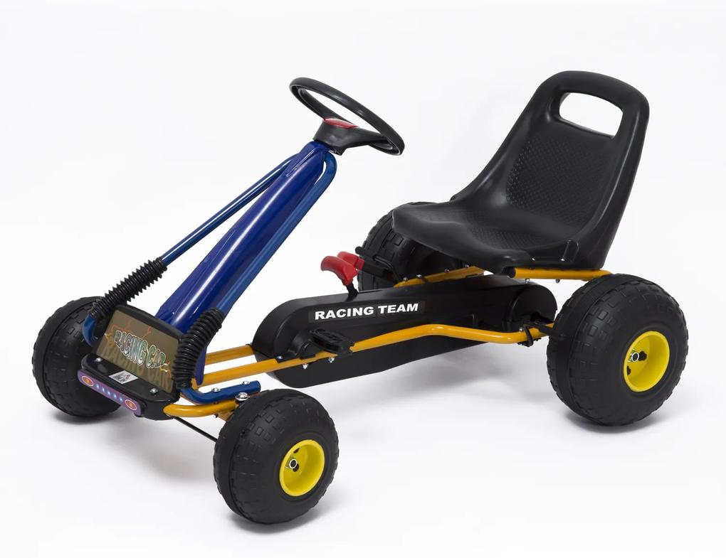 HOMCOM Kart com Pedais para Crianças acima de 3 Anos com Assento Ajustável Freio de Mão 96x68x56cm Azul e Preto