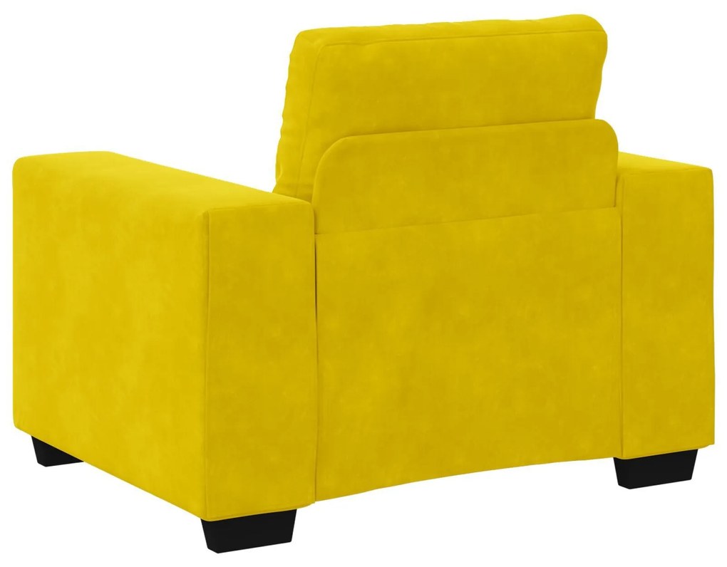 Conjunto de Sofá de 3 Peças com Almofadas de Veludo Amarelo