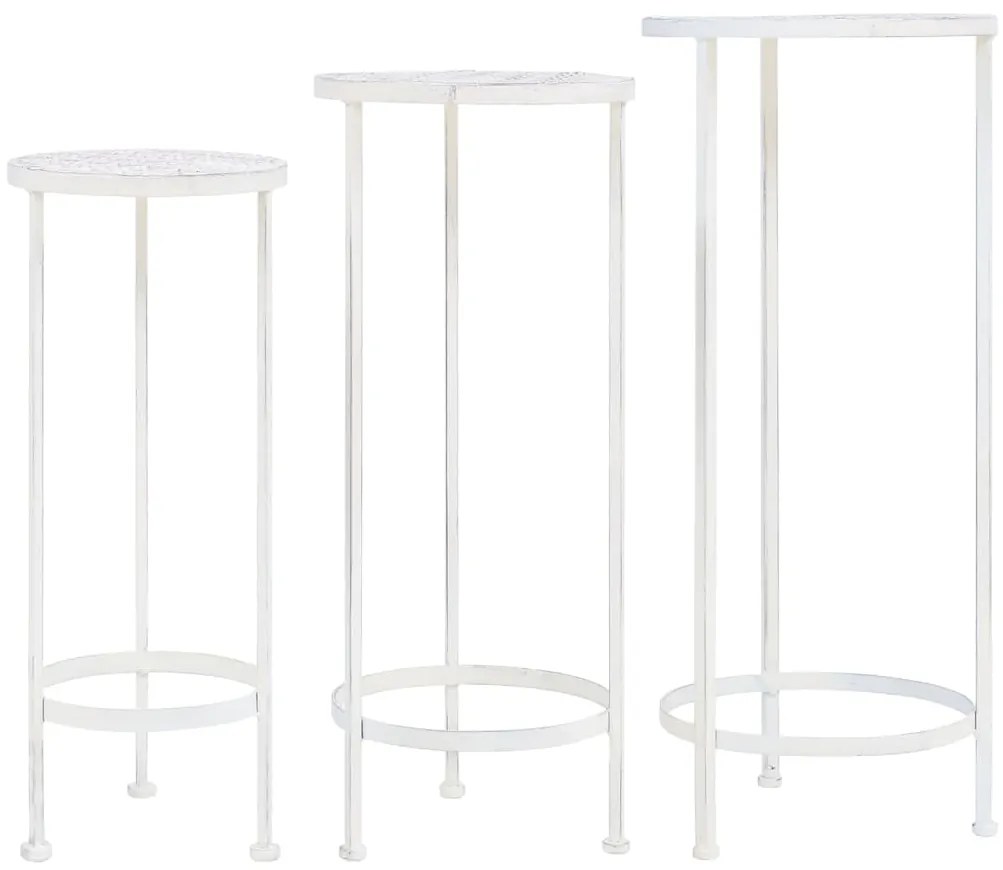 Suporte para plantas 3 pcs estilo vintage metal antigo branco