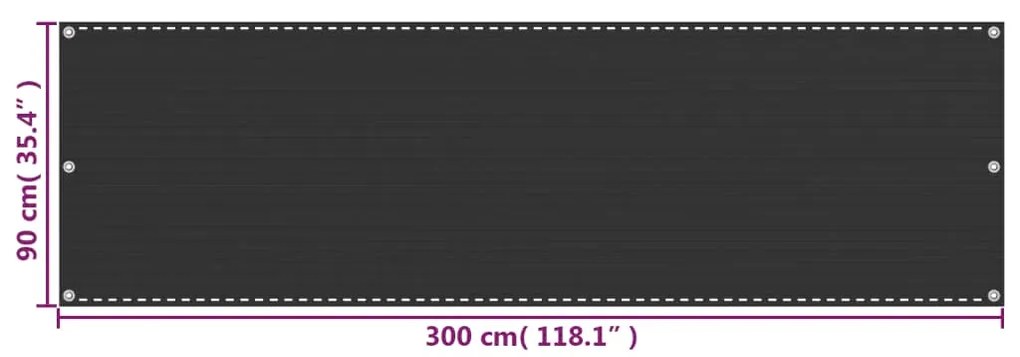 Tela de varanda PEAD 90x300 cm antracite