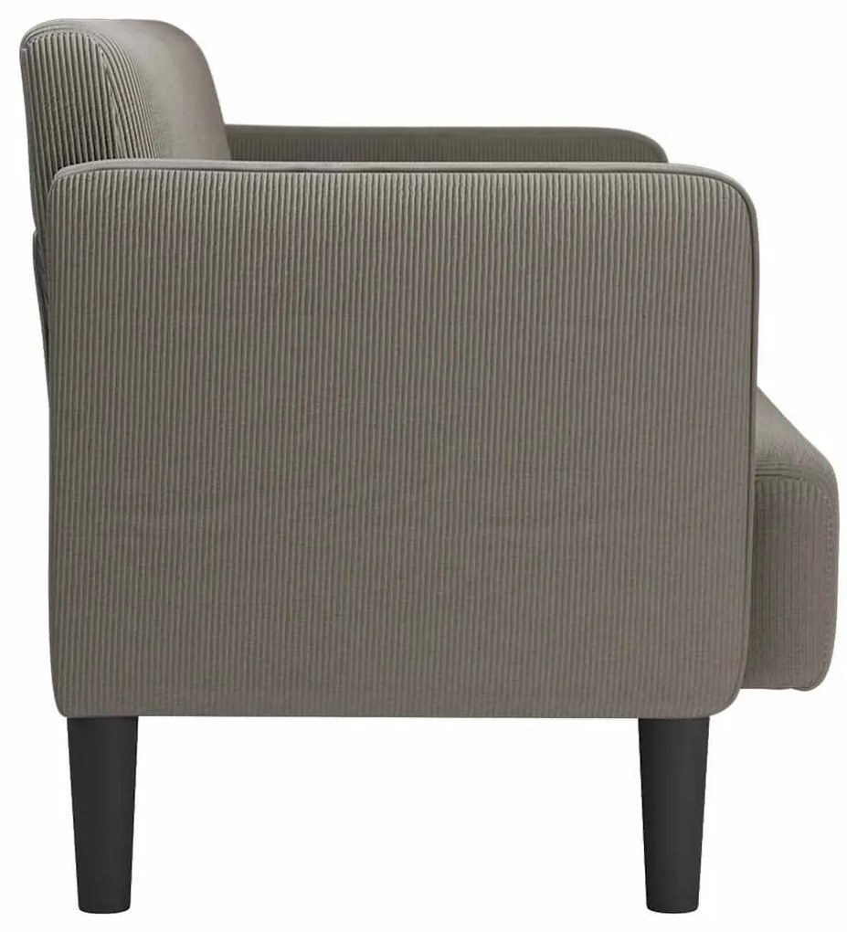 Sofá-luvas 109 cm tecido corduroy cinzento-claro