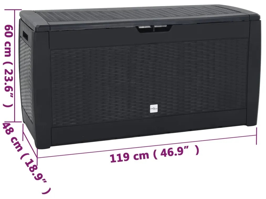 Caixa de arrumação jardim 119x48x60 cm polipropileno antracite