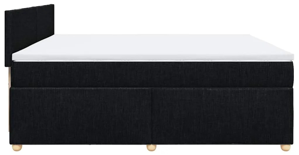Cama com molas/colchão 200x200 cm tecido preto