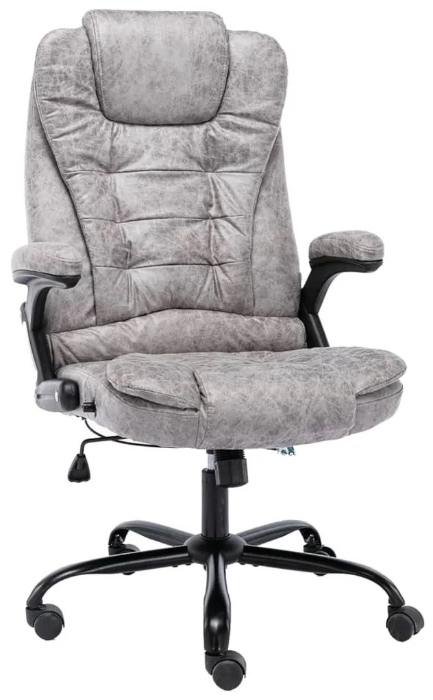 vidaXL Cadeira de escritório couro artificial cinzento-claro