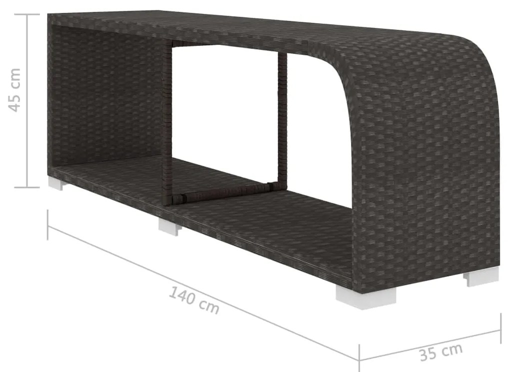 11 pcs conjunto lounge de jardim c/ almofadões vime PE preto