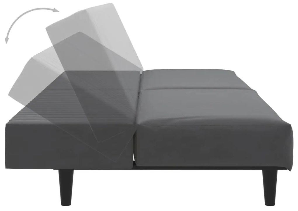 Sofá-cama de 2 lugares veludo cinzento-escuro