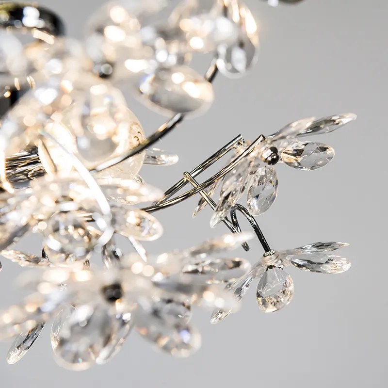 Plafon Cromado com Flores de Plástico Multicoloridas 38cm - Fiore