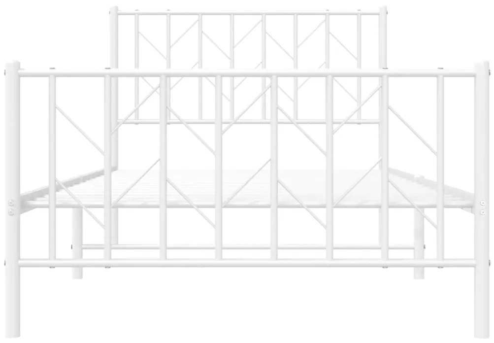 Estrutura de cama com cabeceira e pés 100x200 cm metal branco