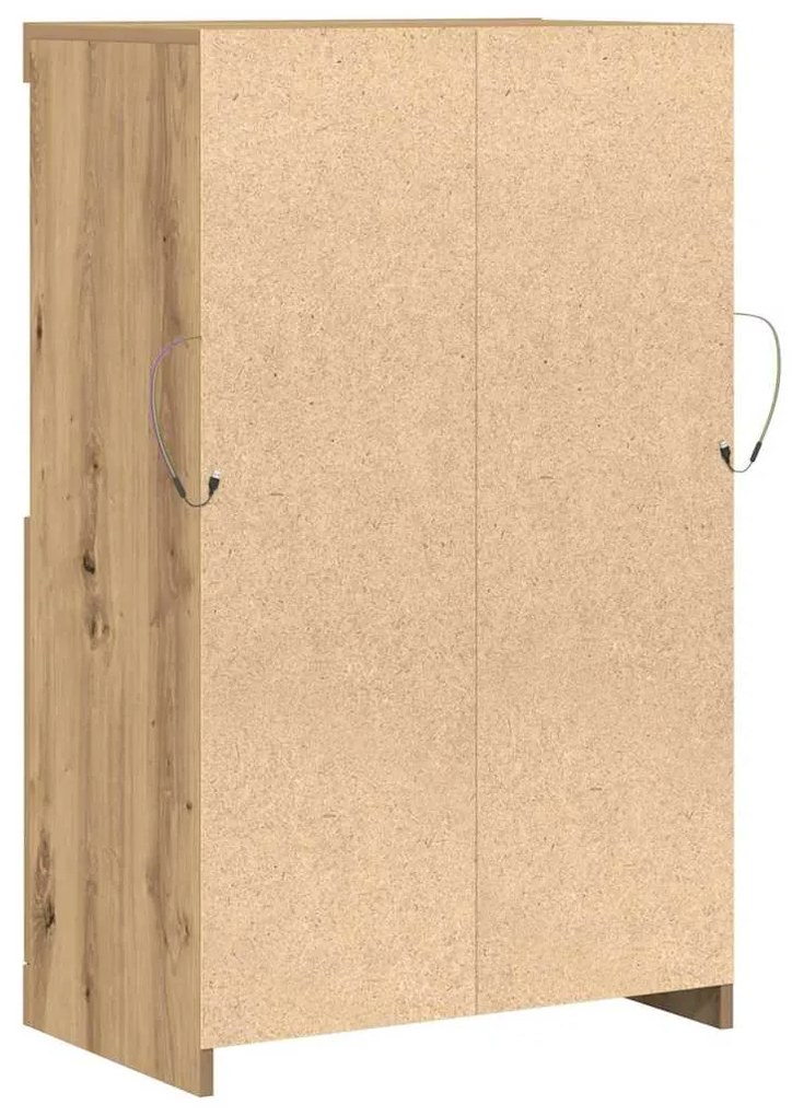 Sideboard vidaXL com luzes LED Carvalho Artesanal 60x37x100 cm