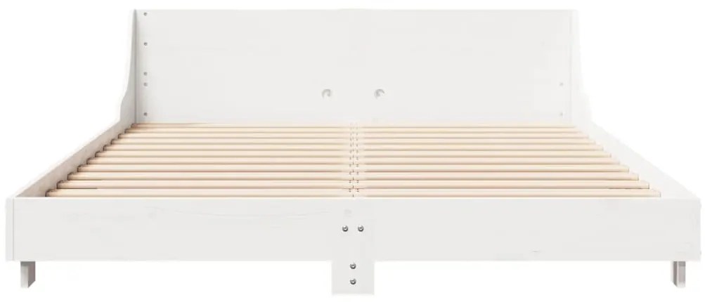 Cama sem colchão 160x200 cm madeira de pinho maciça branco