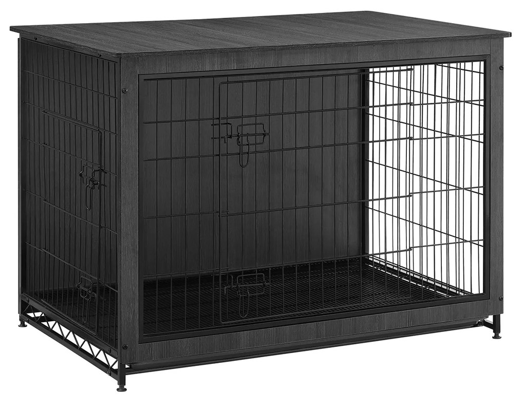 Gaiola resistente para cães com tabuleiro amovível até 36 kg 112 x 75 x 82 cm Preto