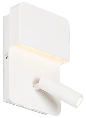 Candeeiro de Parede Branco com LED e Porta USB - Robin Moderno