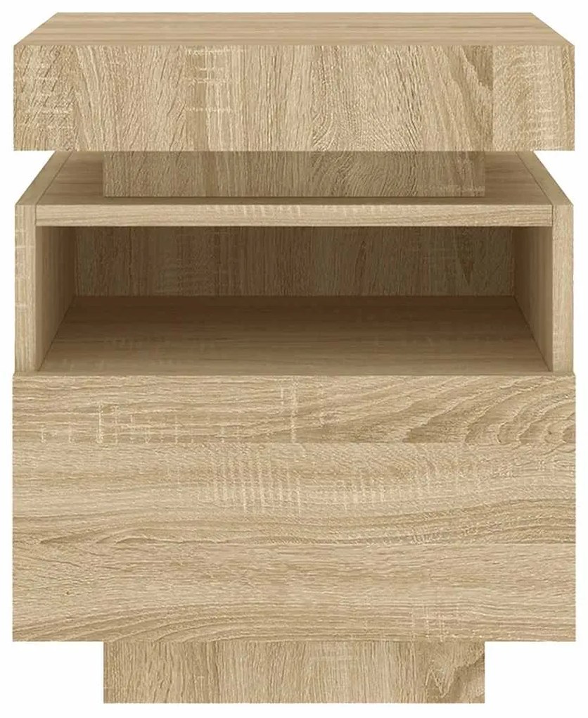 Mesa de cabeceira com luzes LED 40x39x48,5 cm carvalho sonoma