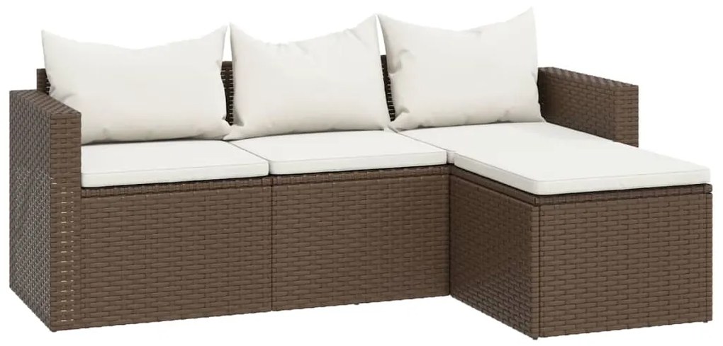 Conjunto lounge de jardim vime PE castanho