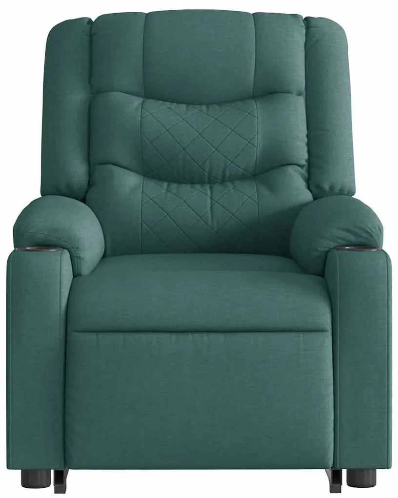 Poltrona reclinável elevatória de massagens tecido verde-escuro