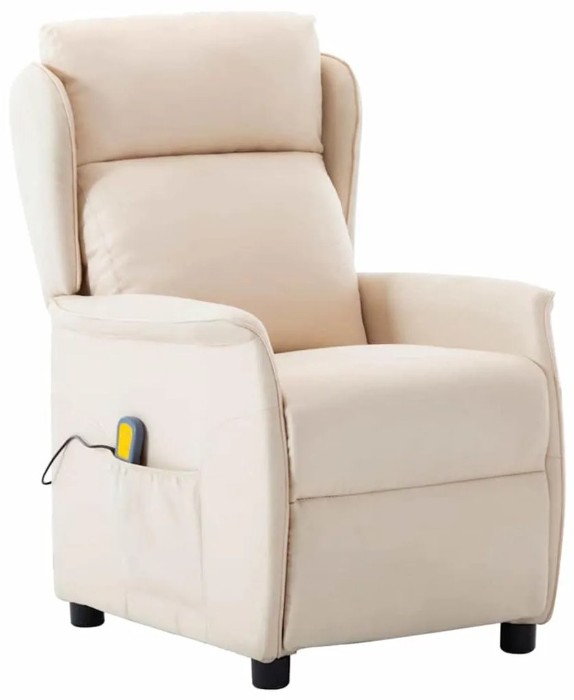 vidaXL Cadeira de massagem Creme 67.5 x 93.5 x 101.5 cm tecido