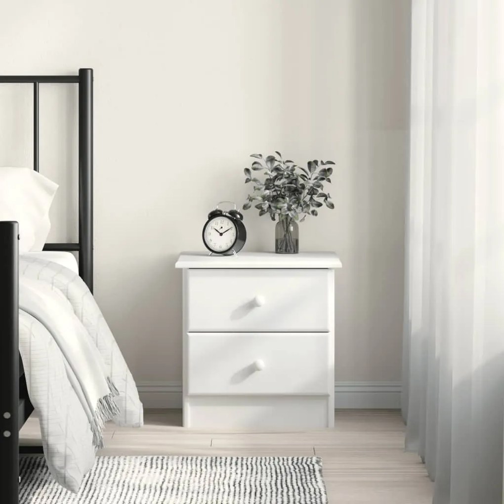 Mesa de cabeceira ALTA 41x35x41 cm pinho maciço branco