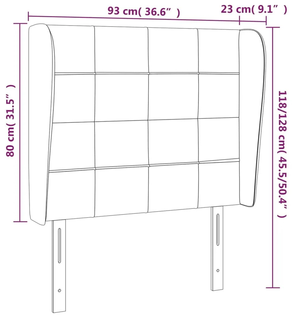 Cabeceira cama c/ abas tecido 93x23x118/128cm cinza-acastanhado