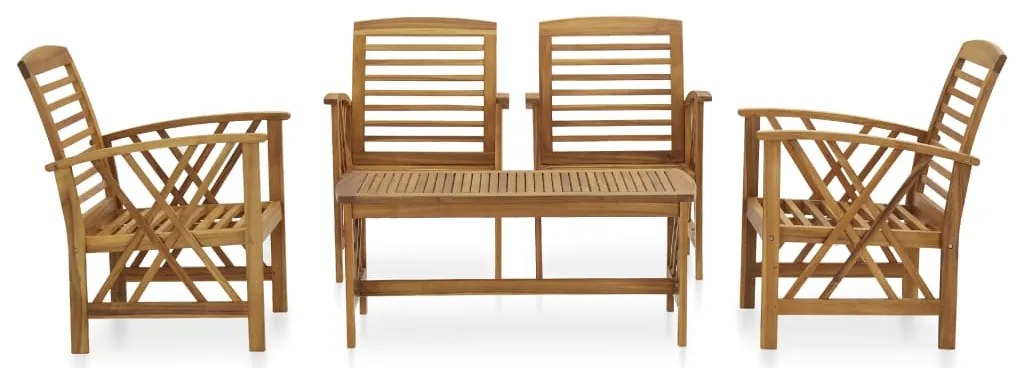 5 pcs conjunto lounge de jardim madeira de acácia maciça