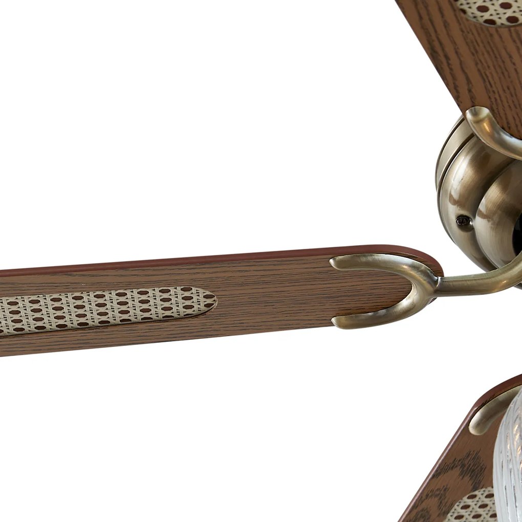 Ventilador de teto latão com madeira 107,5cm com interruptor de tração - Mistral Karel