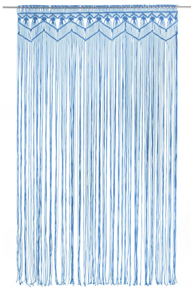 Cortina macramé 140x240 cm algodão azul