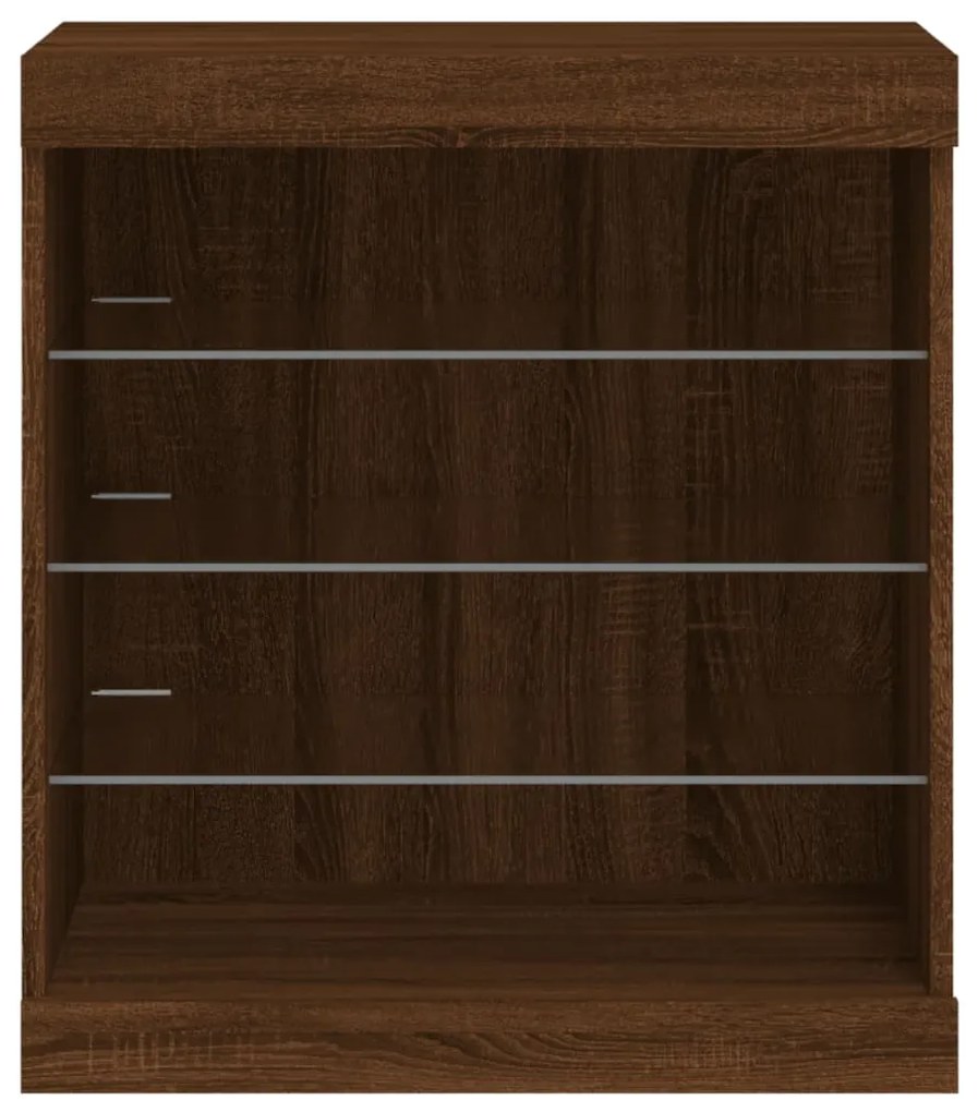 Aparador com luzes LED 60,5x37x67 cm carvalho castanho