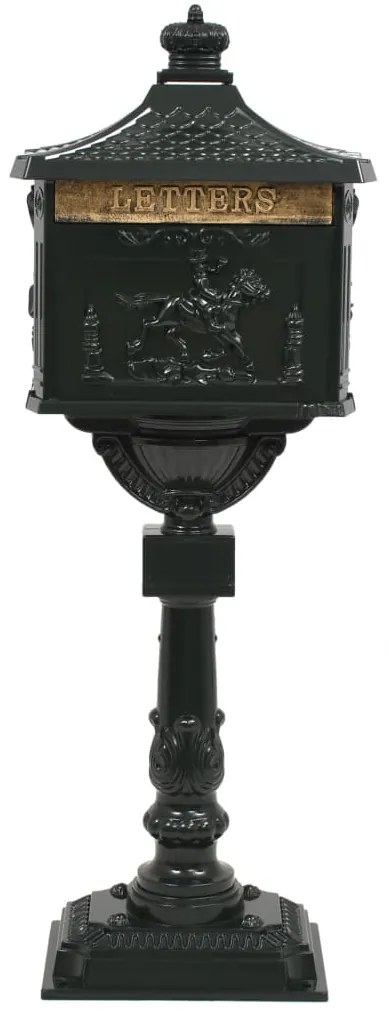 Caixa correio pedestal vintage alumínio inoxidável verde