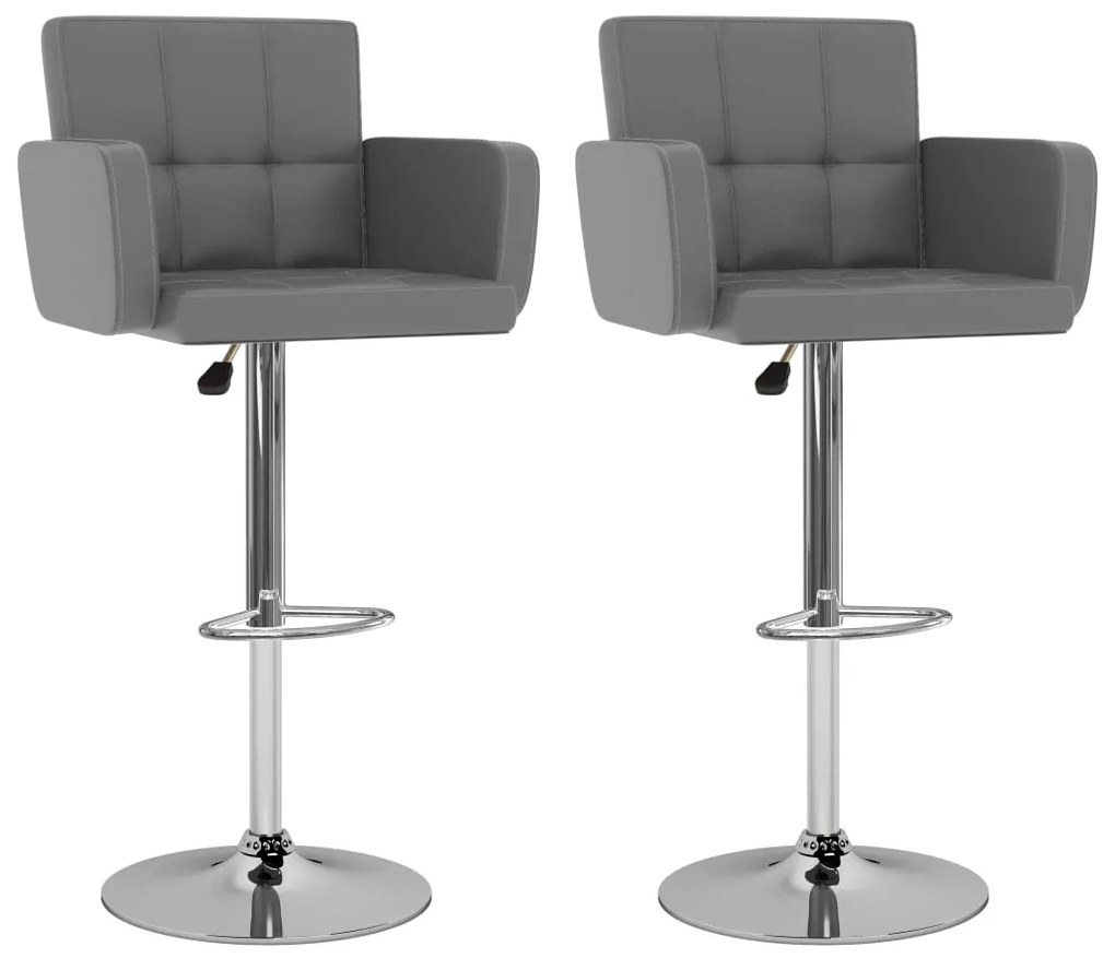 vidaXL Bancos de bar 2 pcs couro artificial cinzento