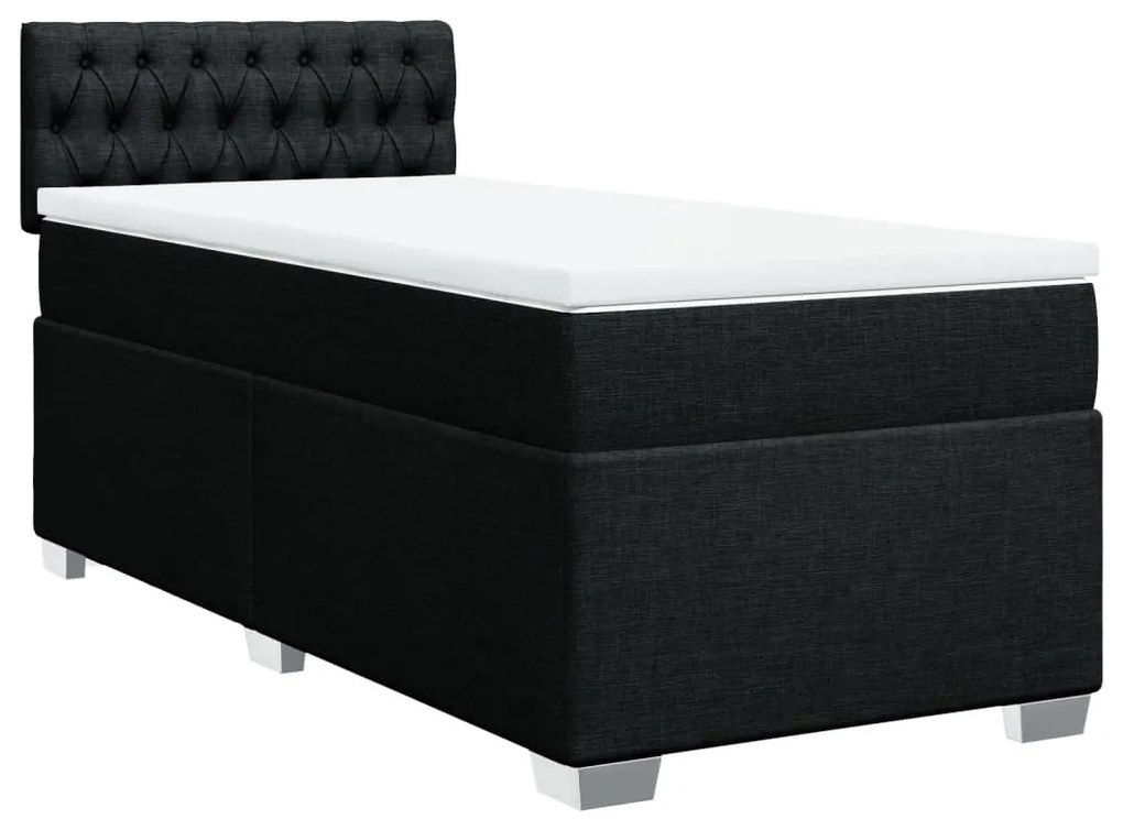 Cama com molas/colchão 80x200 cm tecido preto